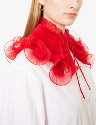 VALENTINO GARAVANI: Chiffon Pleated Silk Collar