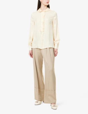 VALENTINO GARAVANI: Monogram Frilled Silk Shirt