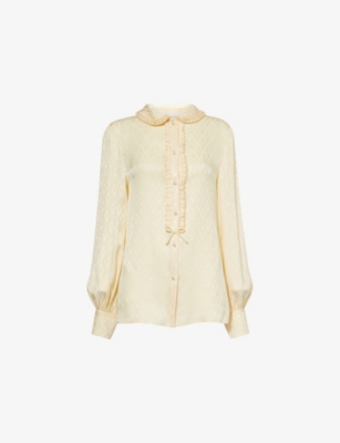 VALENTINO GARAVANI: Monogram Frilled Silk Shirt
