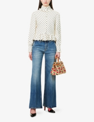 VALENTINO GARAVANI: Polka-Dot Frilled Woven Jacket