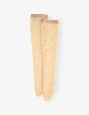 VALENTINO GARAVANI: Rebrodé Knee-High Stretch-Lace Socks