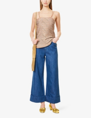 VALENTINO GARAVANI: Sleeveless Metallic-Knit Top