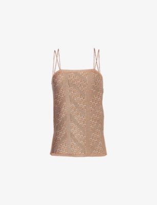 VALENTINO GARAVANI: Sleeveless Metallic-Knit Top