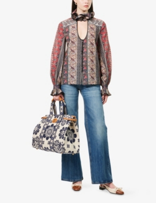 VALENTINO GARAVANI: Floral Ruffled Cotton-Blend Shirt