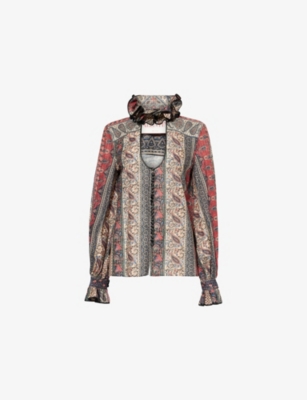 VALENTINO GARAVANI: Floral Ruffled Cotton-Blend Shirt