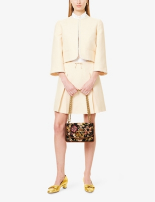 VALENTINO GARAVANI: Braided-Trim Cropped Wool-Silk Jacket