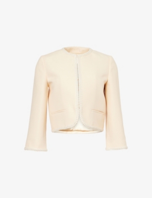 VALENTINO GARAVANI: Braided-Trim Cropped Wool-Silk Jacket