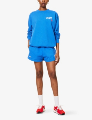 Sporty And Rich Womens Dodgers Serif Round-neck Cotton-jersey Sweatshirt Team Blue In Blue