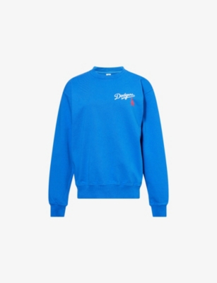 Sporty And Rich Womens Dodgers Serif Round-neck Cotton-jersey Sweatshirt Team Blue In Blue