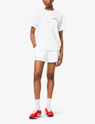 Sporty And Rich Womens White Dodgers Serif Round-neck Cotton-jersey T-shirt In White