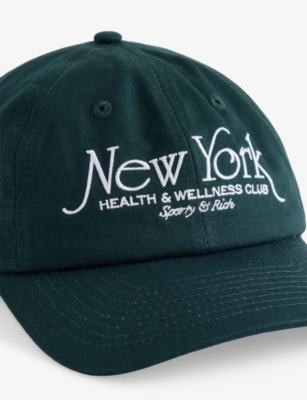 Shop Sporty And Rich Womens Forest Ny 94 Logo-embroidery Adjustable Cotton-twill Cap