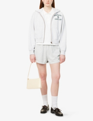 SPORTY & RICH: Varsity Crest Disco Two-Slip-Pockets Cotton-Blend Shorts