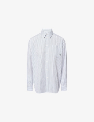 SPORTY & RICH: Striped Oversized Cotton-Poplin Shirt