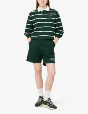 SPORTY & RICH: Serif Rugby Striped Cotton-Knit Polo Shirt