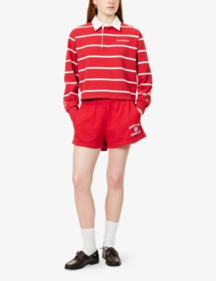 SPORTY & RICH: Serif Rugby Striped Cotton-Knit Polo Shirt