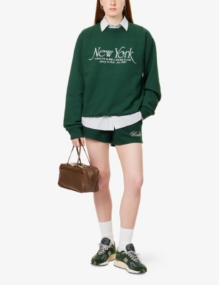 SPORTY & RICH: NY94 Printed Cotton-Jersey Sweatshirt