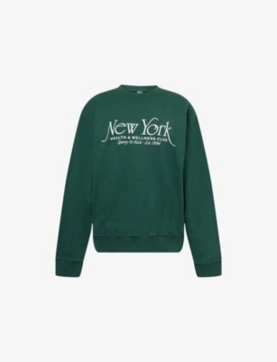 SPORTY & RICH: NY94 Printed Cotton-Jersey Sweatshirt
