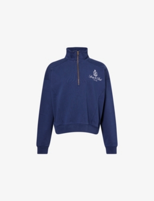 SPORTY & RICH: Vendome High-Neck Cotton-Jersey Sweatshirt