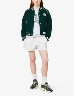 SPORTY & RICH: Varsity Crest Printed Cotton-Blend T-Shirt