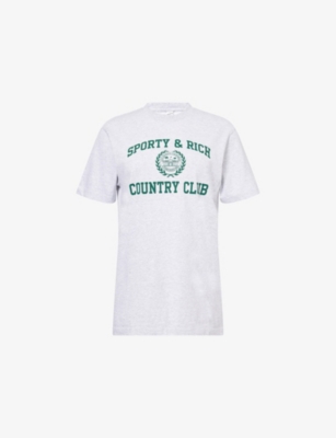 SPORTY & RICH: Varsity Crest Printed Cotton-Blend T-Shirt