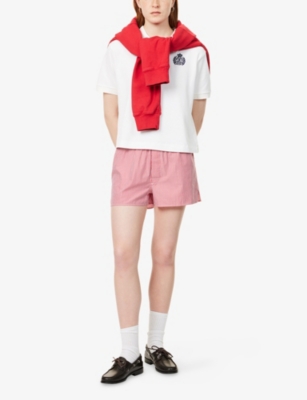 SPORTY & RICH: H&W Crest Embroidered Cotton-Piqué Polo Shirt