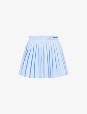 SPORTY & RICH: Anae Pleated Cotton-Poplin Mini Skirt