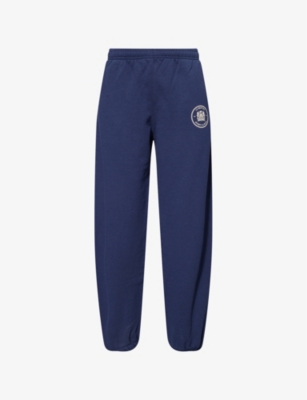 SPORTY & RICH: Sporty & Rich x Le Bristol Paris Bristol 100th Crest Cotton-Jersey Jogging Bottoms