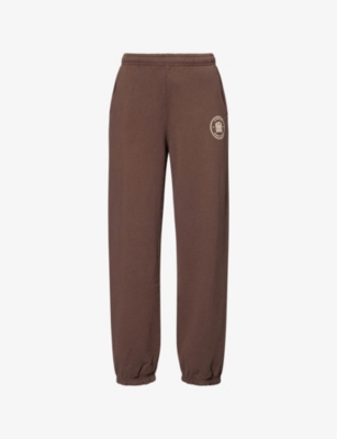 SPORTY & RICH: Sporty & Rich x Le Bristol Paris Bristol Crest 100th Cotton-Jersey Jogging Bottoms