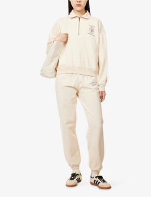 SPORTY & RICH: Sporty & Rich x Le Bristol Paris Bristol Fau Cotton-Jersey Jogging Bottoms