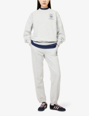 Sporty And Rich Womens Heather Gray Sporty & Rich X Le Bristol Paris Bristol Crest Cotton-blend Jogging Bottoms