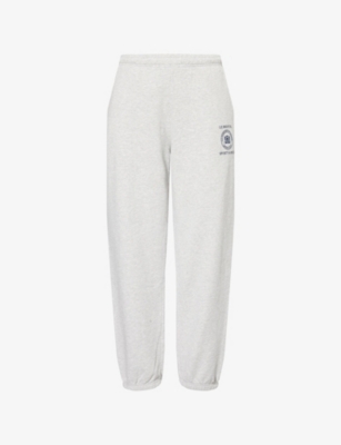 Sporty And Rich Womens Heather Gray Sporty & Rich X Le Bristol Paris Bristol Crest Cotton-blend Jogging Bottoms