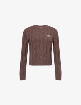 Sporty And Rich Womens Chocolate Sporty & Rich X Le Bristol Paris Logo-embroidered Cable-knit Cashmere And Wool-blen