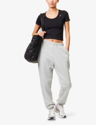 GYMSHARK WOMENS GYMSHARK REST DAY 2.0 CUFFED COTTON-JERSEY JOGGING BOTTOMS 
