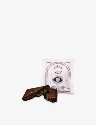 COSMIC DEALER: Square Black Sesame And Chai Box Of Four Tahini Chocolates 80g