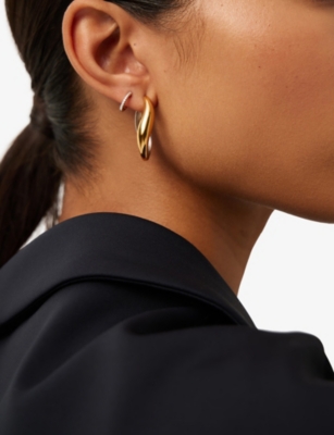 MISSOMA: Savi Signature Medium 18ct Yellow-Gold And Rhodium Plated Brass Hoop Earrings