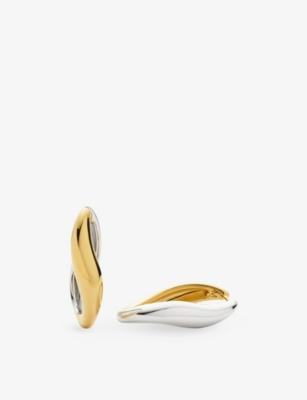 MISSOMA: Savi Signature Small 18ct Yellow-Gold And Rhodium Plated Brass Hoop Earrings
