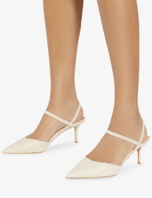 Dune Womens  Classical Pointed-toe Faux-leather Heels In Ecru Synthetic