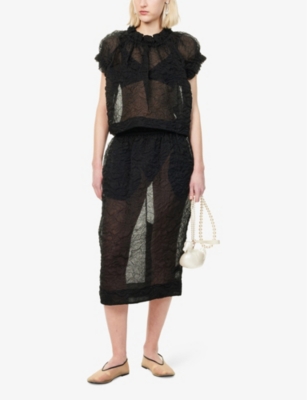 SIMONE ROCHA: Tulip Sheer Woven-Blend Midi Skirt