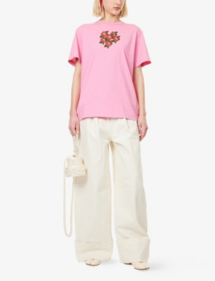 SIMONE ROCHA: Cluster Rose Round-Neck Cotton-Jersey T-Shirt