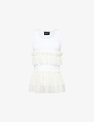 SIMONE ROCHA: Tulle-Embellishment Sleeveless Cotton-Jersey Top