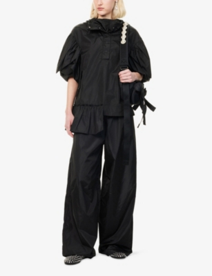 SIMONE ROCHA: Petal-Sleeves Hooded Relaxed-Fit Woven Jacket