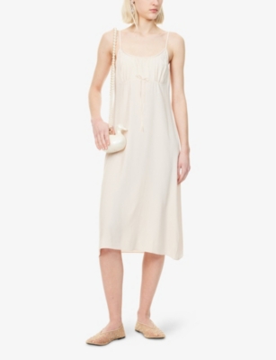 SIMONE ROCHA: Bow-Embellishment Shoulder-Straps Woven-Blend Midi Dress