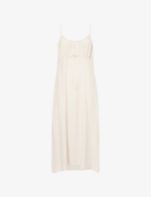 SIMONE ROCHA: Bow-Embellishment Shoulder-Straps Woven-Blend Midi Dress