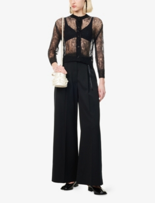 SIMONE ROCHA: Cropped Bow-Embellishment Wool-Blend Cardigan