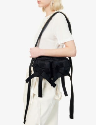 SIMONE ROCHA: Beaded Bow-Front Woven Cross-Body Bag