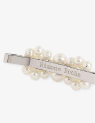 SIMONE ROCHA: Mini Flower Brass and Faux-Pearl Hair Clip