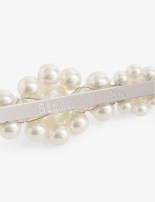 SIMONE ROCHA: Large Flower Brass and Faux-Pearl Hair Clip