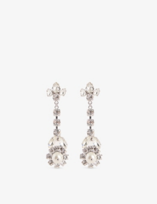 SIMONE ROCHA: Victorian Drip Brass, Faux-Pearl and Crystal Earrings