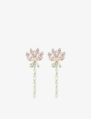 SIMONE ROCHA: Carnation Drip Brass and Crystal Earrings