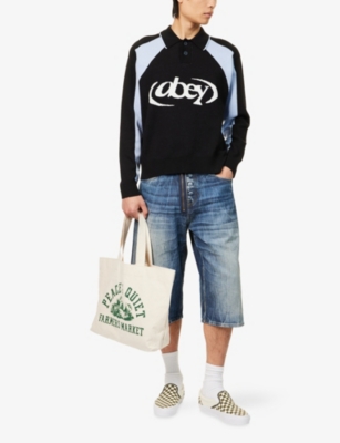 OBEY: Soccer Brand-Print Cotton-Knit Polo Jumper